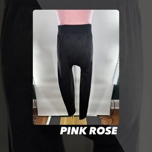 EUC Pink Rose Jacquard Fleece Lined Leggings